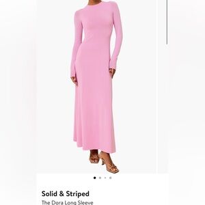 SOLID & STRIPED Pink Long-Sleeve Maxi Dress